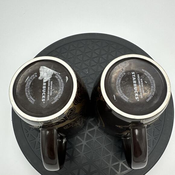 2- Starbucks 2012 Anniversary Brown Siren Crown Mermaid Gold Brown Coffee Cup - Picture 5 of 7